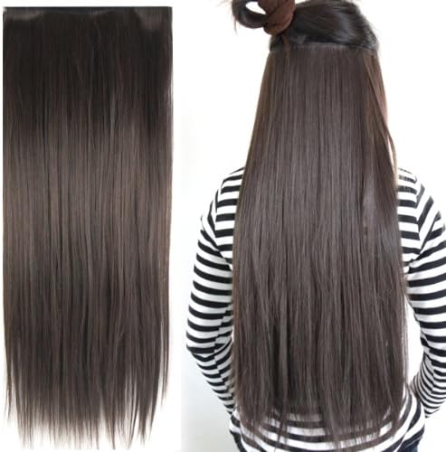 World Pride Fashionable 23" Straight Full Head Clip in Hair Extensions - Dark Brown