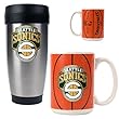 Seattle Sonics NBA Stainless Steel Travel Tumbler & Game ball Ceramic Mug Set - Primary Logo by Great American Products