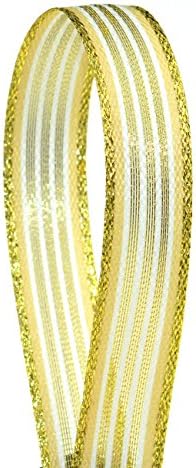Antique Gold Wired Organza Satin Ribbon with Gold Edges, 1/2" X 50Yd