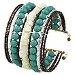 Brown Imitation Turquoise Beaded Cuff Bracelet
