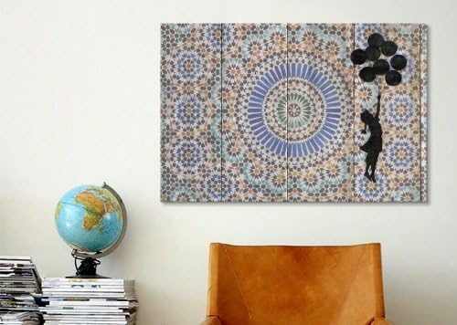 USMONON Fashionable 2089C Flying Balloons Girl Indian Pattern Canvas Print by Banksy, 40 by 26-Inch, 0.75-Inch Deep