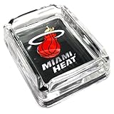 Image Miami Heat Glass Ashtray - Dimensions 3 Inch x 4 Inch - Simulated Black Velvet Botton