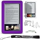 Slim High Quality Durable Silicone Skin Case Customer Made For Barnes & Noble Nook eBook Reader (Purple) + Includes a 4-Inch eBigvalue Determination Hand Strap
