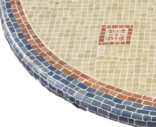 Miles Kimball Fiorenza Mosaic Elasticized Table Cover - Small Round in Green