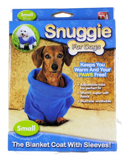 Snuggie Blue Small Fleece Dog Blanket Coat with Sleeves