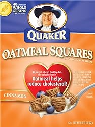 Quaker Oatmeal Squares, Crunchy Oatmeal Baked in Cinnamon, 16-Ounce Boxes (Pack of 6)
