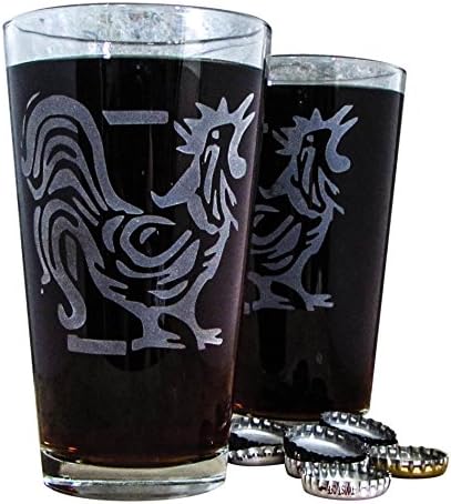 Rooster Chicken Etched Glassware (Large) -Tumblers -Old Fashioned -Can Glasses -Mason Mugs -Ceramic Mugs -Pints