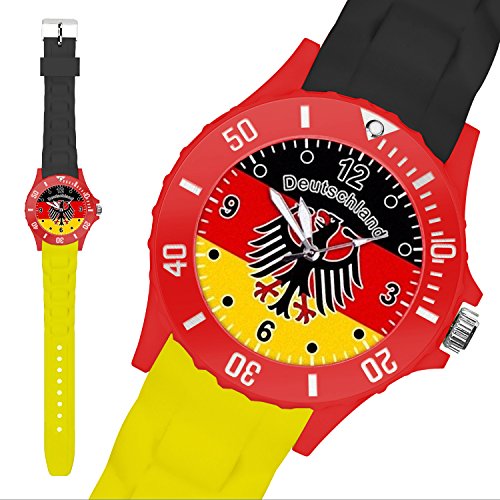 Taffstyle® Fanartikel Silikon Armbanduhr Gummi Trend Watch Quarz Fan Uhr mit Fussball Weltmeisterschaft 2014 WM & EM Länder Flaggen Style – Deutschland mit Adler