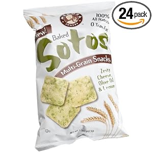 SOTOS Multi-grain Snacks, Zesty Cheese, Olive Oil and Lemon, 1.5-Ounce Bags (Pack of 24) by 