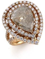 Samuel B. Soho Boutique 18K Rose Gold Pear Shape Diamond Ring, Size 6, 6.93 Tcw.