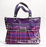 Coach Tartan Plaid Poppy Glam Shopper Bag Purse Tote Berry Multi