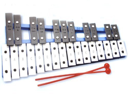 Pro Kussion 27 Key Chromatic GlockenSPiel Xylophone In Blue - With Notes Engraved Into Keys