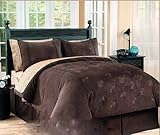 8PC CHOCOLATE BROWN SUEDE W/ CIRCLES DETAIL OVERSIZED BED IN A BAG COMFORTER SET W/ MATCHING SHEETS SET, KING