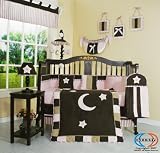 Boutique Brand New GEENNY Brown Pink Star & Moon 13-PCS CRIB BEDDING SET