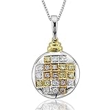 18k Tri Tone Gold Circle White, Yellow and Pink Diamond Pendant Necklace (GH, SI, 0.16 carat)
