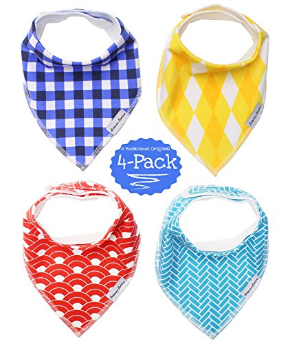 B.B. Baby Bibs 4-Pack by Bodacious Bambino | Drool Bandana Bibs for Boys | Drooling Bibs with Style