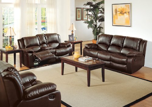 3pc Traditional Modern Reclining Leather Sofa Set, HE-0924-S1