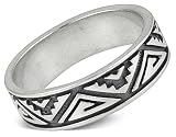 Sterling Silver Kiva Step Wedding Band