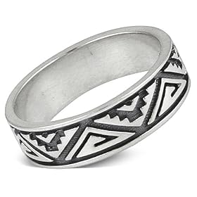 Sterling Silver Kiva Step Wedding Band
