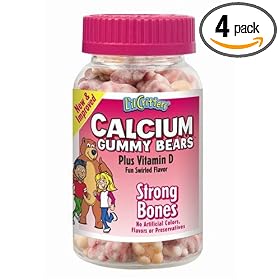 New & Improved  Lil Critters Calcium Gummy Bears with Vitamin D, Strong Bones Swirly Bears, 60-Count Bottles (Pack of 4)