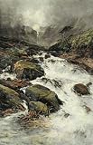 Mountain Torrent Etching Armstrong, Francis Ebel WT  Views Landscapes Engraving Intaglio