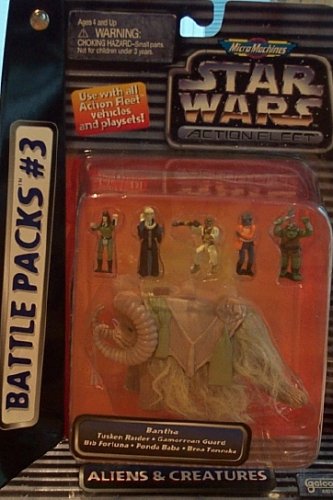 Star Wars Action Fleet Battle Packs #3: Bantha with Poseable-action Figures - Tusken Raider, Gamorrean Guard, Bib Fortuna and Brea Tonnika