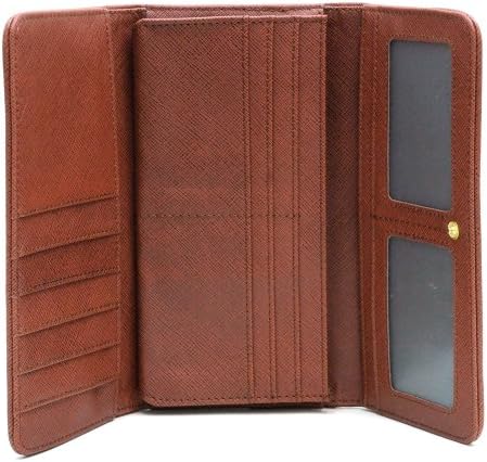 Dasein Women's Gold Lion Adorned Trifold Fashion Leather Like Wallet - Coffee