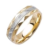 Beaded Band Designer Mens 6 mm 14K Two Tone Gold Comfort Fit Wedding Band