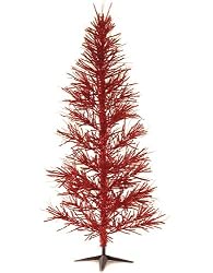 6' Lipstick Red Tinsel Artificial Christmas Twig Tree