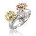 18k Gold Flower White, Pink and Yellow Diamond Ring / Band, Size 7 - 1.02 carat