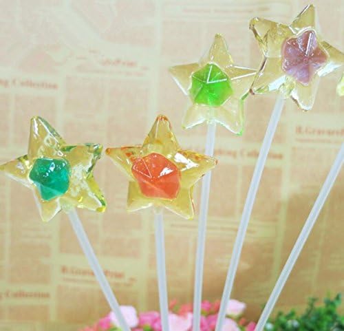 Children favorite candies long rods lollipop transparency candy perfect for snacks and wedding 120pcs 1200g/42.33oz star shape
