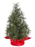 12" Mixed Pine Artificial Table Top Christmas Tree with Red Velvet Bag - Unlit