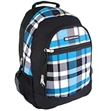 18 inch Blue Plaid Urban Sport Trendy High School Book Bag Middleschool Backpack Multi Compartment Shoulder Bag