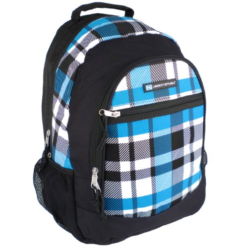 18 inch Blue Plaid Urban Sport Trendy High School Book Bag Middleschool Backpack Multi Compartment Shoulder Bag