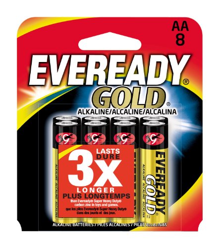 Eveready Gold Alkaline Batteries, Size AA, 8 Count (Pack of 3)
