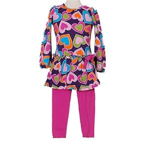 Flapdoodles Toddler Little Girls Trendy Heart Print Outfit Girl 2T-6X