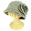 Girls 6+ Winter Cloche Crushable Foldable Bucket Big Flower Church Cap Hat Gray