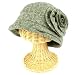 Girls 6+ Winter Cloche Crushable Foldable Bucket Big Flower Church Cap Hat Gray