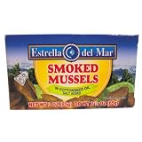 Estrella Del Mar Smoked Mussels, Whole, Easy open can, 3 Ounce Cans (Pack of 24)