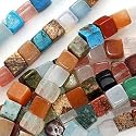 Gemstone Bead Lot Mix 6mm x 6mm Cube Beads /16 Inch Strand