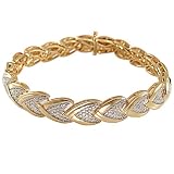 10k Gold Plated Sterling Silver Diamond V Bracelet (1 10 cttw)