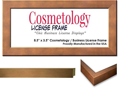 Metallic Bronze Wood Business / Cosmetology License Frame - 8 1/2" x 3 1/2" inches