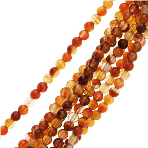 Carnelian Multi-Colored Gemstone 4mm Round Beads / 14.5 Inch Strand
