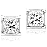 1/2ctw Diamond Princess Stud Earrings (GH/VS) in White Gold