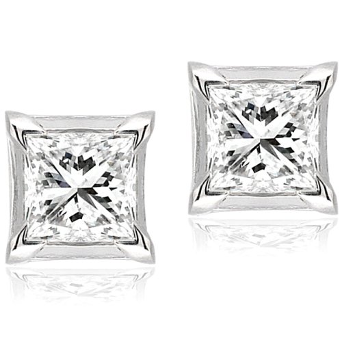 514cVUbth4L 1/2ctw Diamond Princess Stud Earrings in white gold