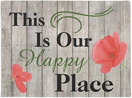 This Is Our Happy Place Poppy Flower Door Mat Doormat 24"x16"