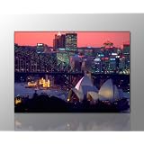 Wandbild xxl(Sydney_Skyline_australia70x100cm) Deko Bild auf Leinwand. Ausf�hrung sch�ner Kunstdruck auf echter Leinwand und Keilrahmen. Bild Motiv(Sidney Skyline Oper Wasser Lichter lila rosa Australien Stadt blau schwarz gelb)Made in Germanyvon "Nix-Art Wandbilder"