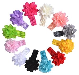 Qandsweet Baby Headbands Newborn Hair Bow 5 in Flower (12 Pack)