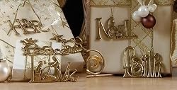 Club Pack of 12 Winter's Beauty Gold Inspirational Word Christmas Ornaments