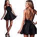 Moxeay® Back Straps Cross Sexy stretch Swing Skater Dress (L, Black)